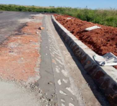 Stone pitched drainage works — Masaka–Kyotera Road